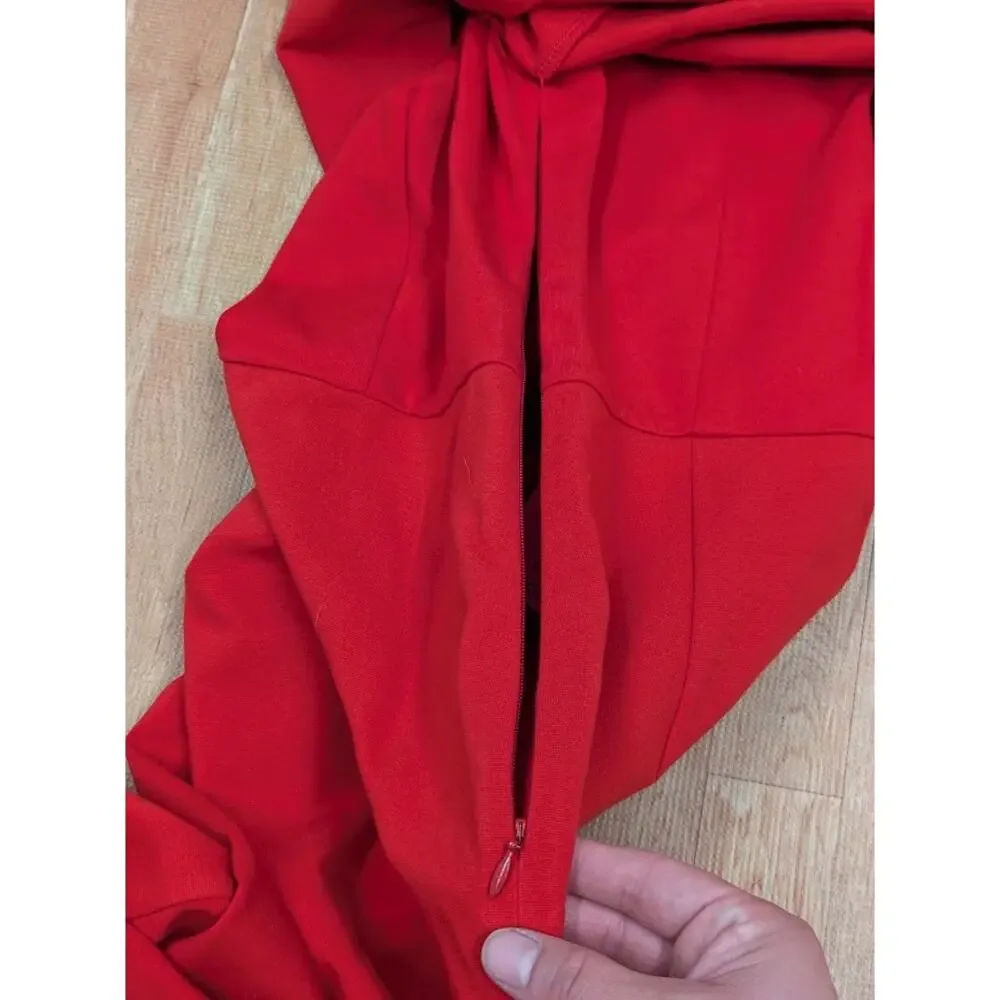 Diane Von Furstenberg Red Sleeveless Faux 2 piece Knee-Lenght Red Dress sz 2 - Picture 10 of 10